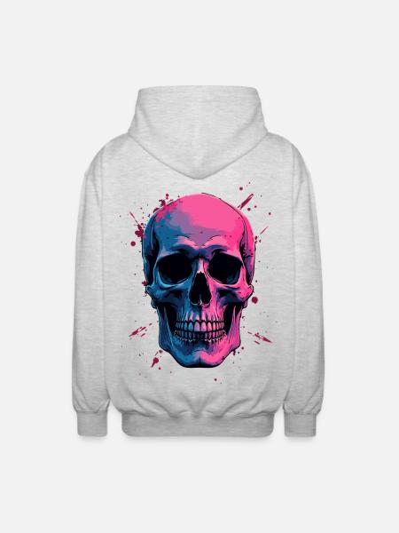Neon Skull - Unisex Hooded Jacket - light heather grey