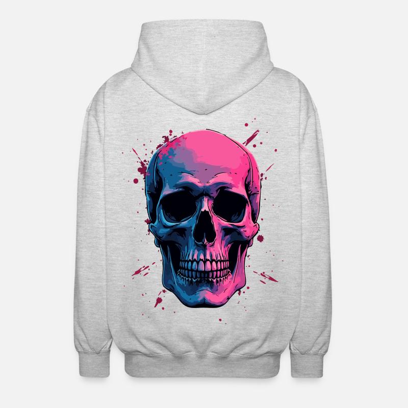 Crâne au néon - Veste à capuche unisexe - gris clair chiné