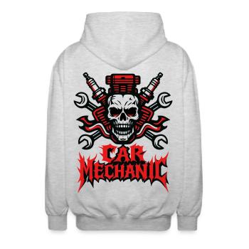 Car Mechanic Heavy Metal - Unisex Kapuzenjacke - Hellgrau meliert - Hinten - AI Model Male 185 light (185cm)
