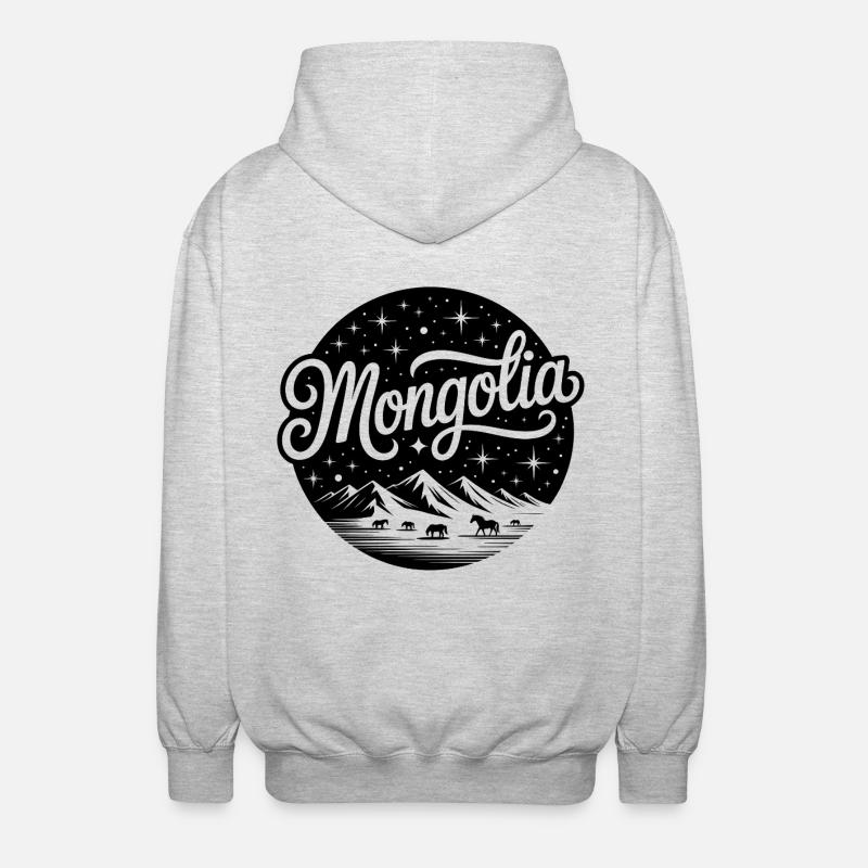 Mongolie - Conception de souvenirs - Veste à capuche unisexe - gris clair chiné