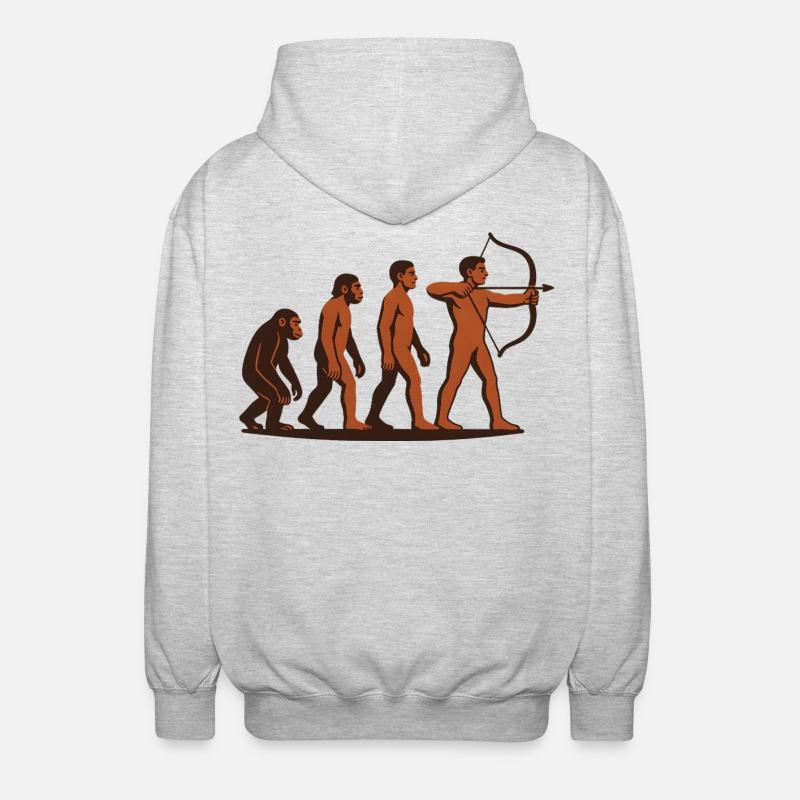 Evolution Bogenschießen Bogen Ziel Bogenschütze - Unisex Kapuzenjacke - Hellgrau meliert