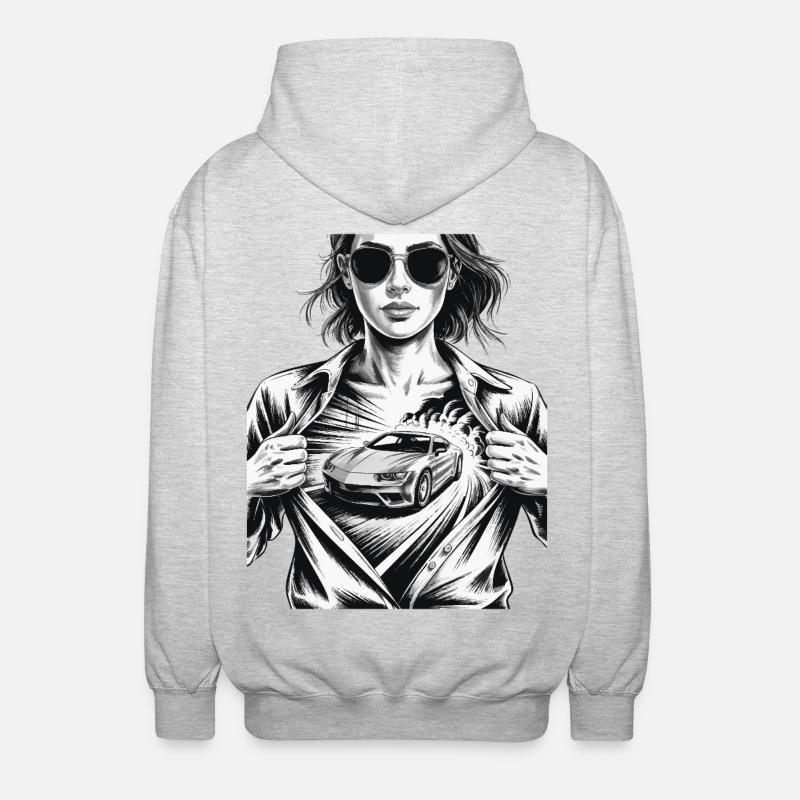 Conception de voiture de course - Veste à capuche unisexe - gris clair chiné