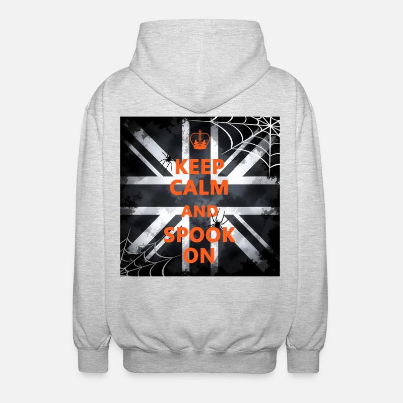 Keep Calm Spook On - Unisex Kapuzenjacke - Hellgrau meliert