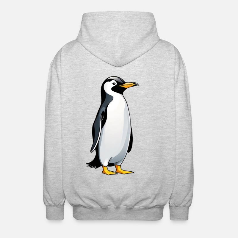 Illustration eines Pinguins mit freundlichem Blick - Unisex Kapuzenjacke - Hellgrau meliert