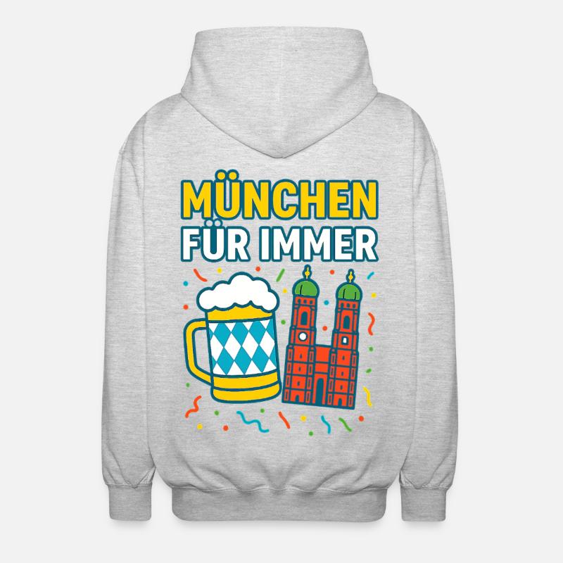 Munich Forever Beer et Skyline - Veste à capuche unisexe - gris clair chiné
