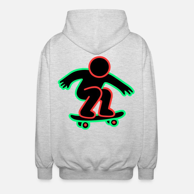 Dessin au trait de skateboarder néon - Veste à capuche unisexe - gris clair chiné