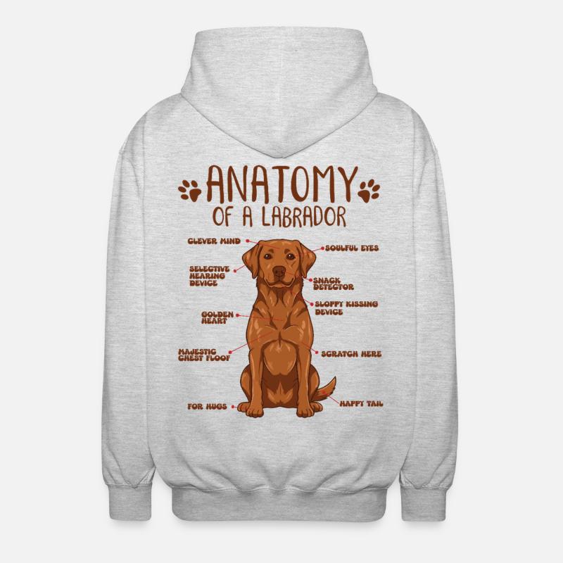 Anatomie eines Fox Red Labradors - Unisex Kapuzenjacke - Hellgrau meliert
