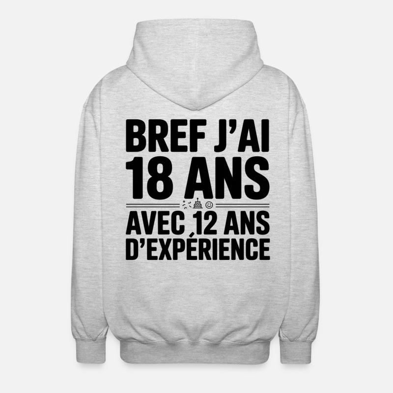 18 Ans avec 12 Ans d'Expérience - Veste à capuche unisexe - gris clair chiné