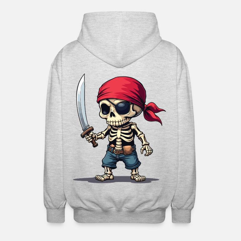 Squelette de pirate avec épée - Veste à capuche unisexe - gris clair chiné