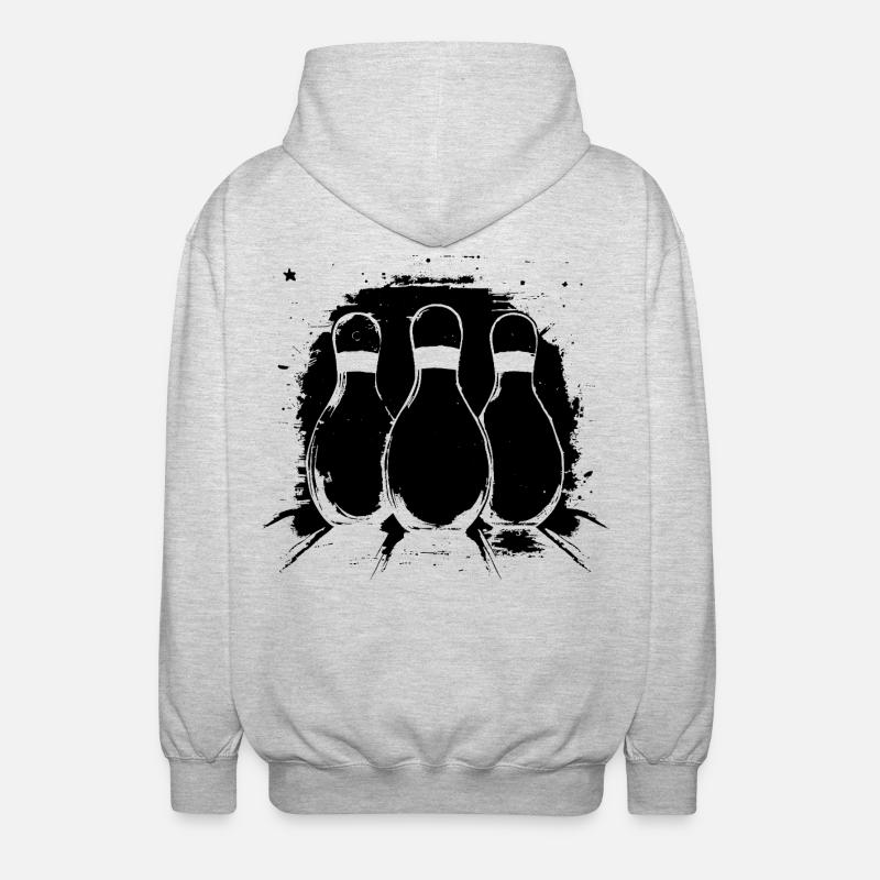 Bowling Grafik - Unisex Kapuzenjacke - Hellgrau meliert