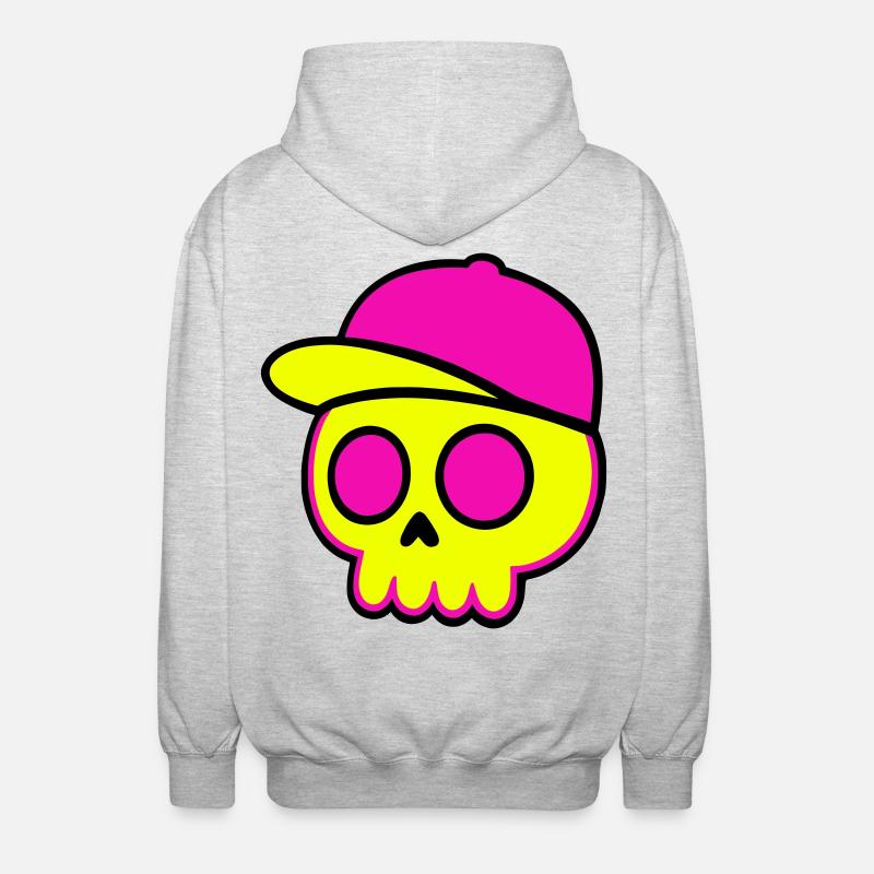 Neon Skull Cap Design - Unisex Kapuzenjacke - Hellgrau meliert