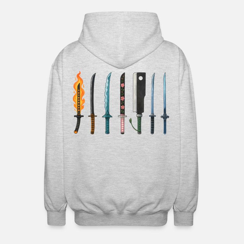 Anime Schwerter Sammlung Design - Unisex Kapuzenjacke - Hellgrau meliert