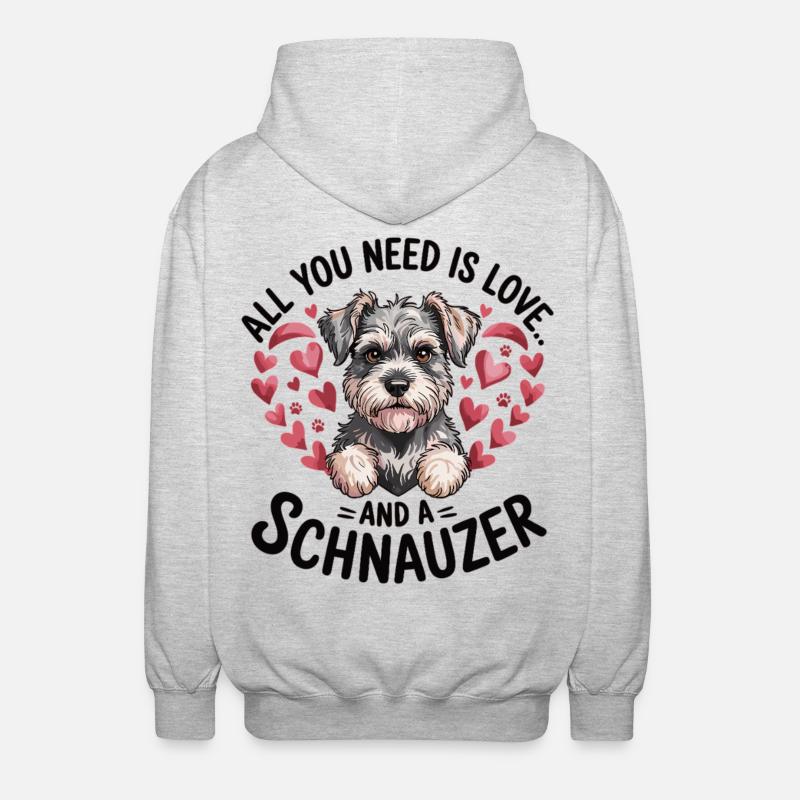 Gift idea for schnauzer owners - Unisex Hooded Jacket - light heather grey