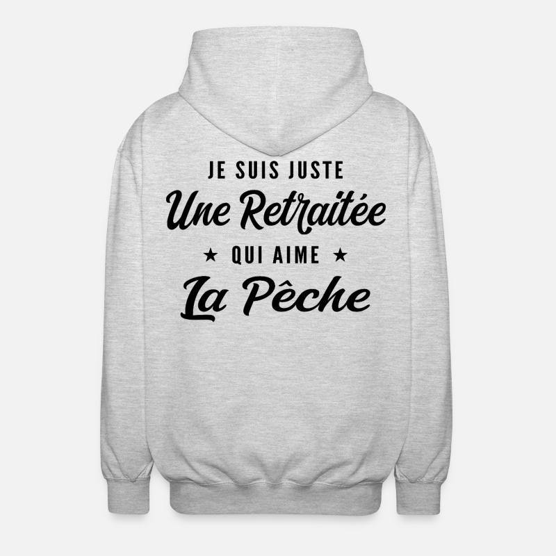 Retraitée Pêcheuse Humour Cadeau Retraite - Veste à capuche unisexe - gris clair chiné