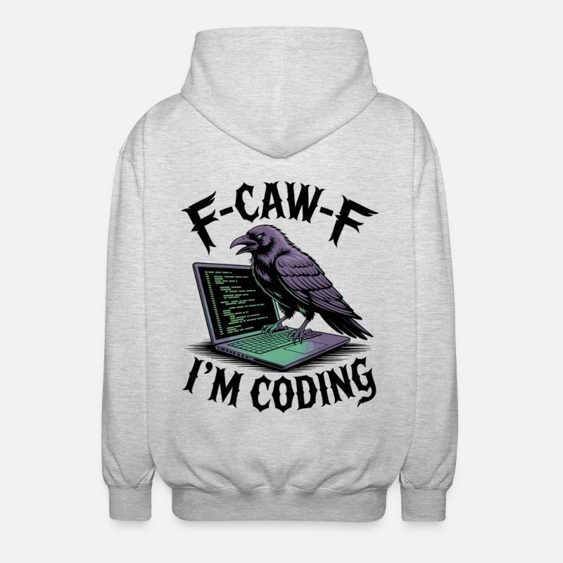 RabenCoder: Code Raven on the laptop - Unisex Hooded Jacket - light heather grey