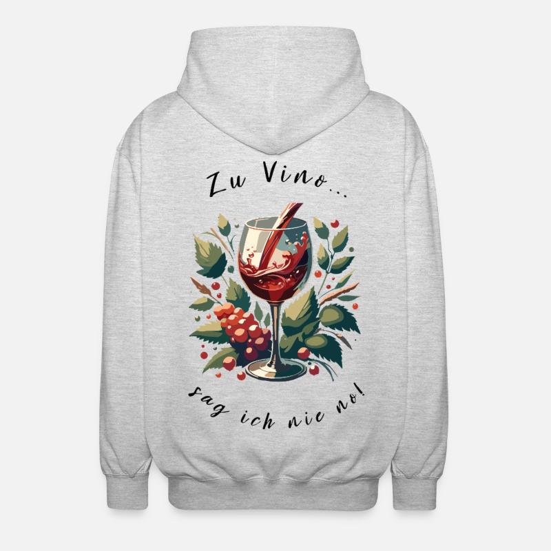 Weinglas mit Trauben Kunstmotiv - Unisex Kapuzenjacke - Hellgrau meliert