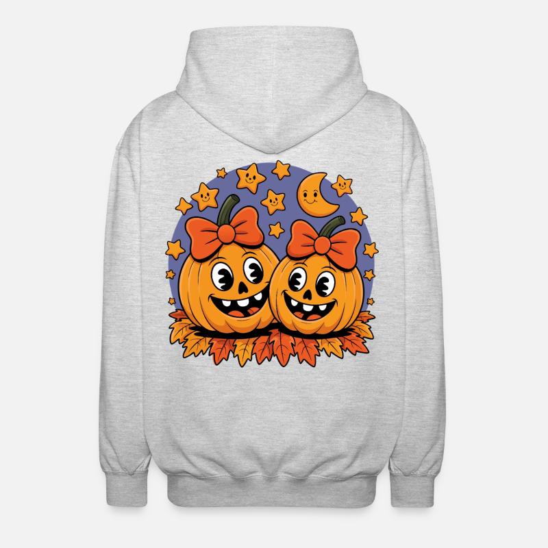Funny Halloween pumpkins with bows - Unisex Hooded Jacket - light heather grey
