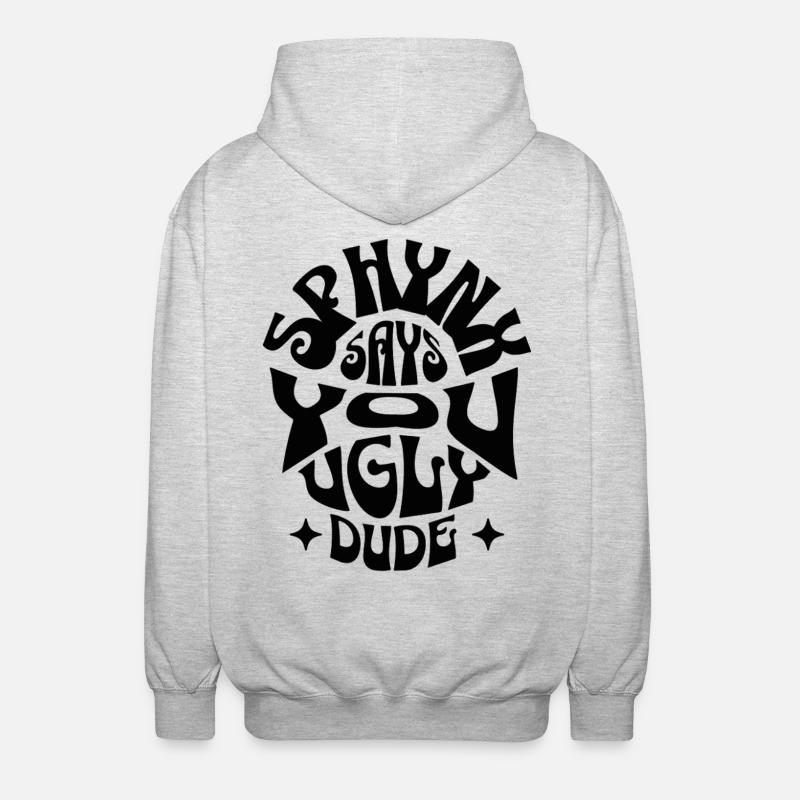 Black Sphynx Katze – lustiger Spruch - Unisex Kapuzenjacke - Hellgrau meliert