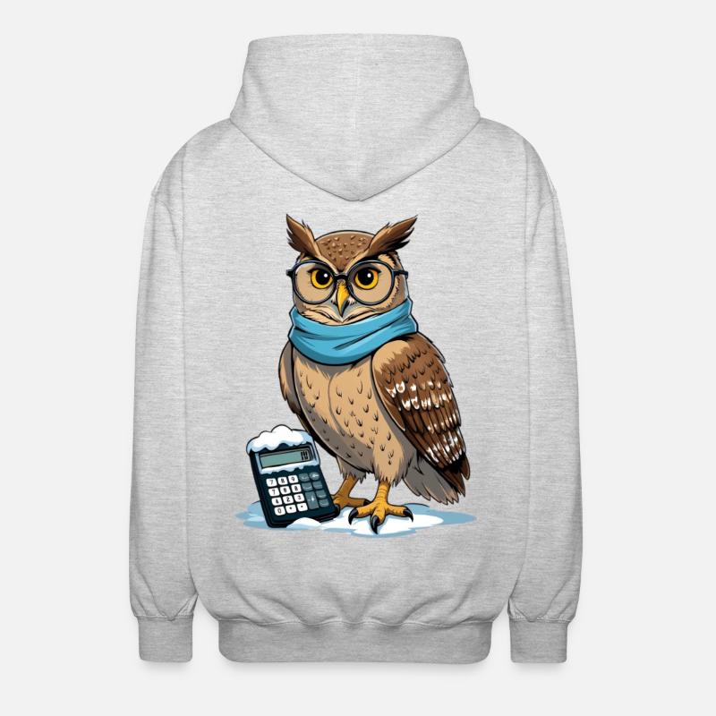 Hibou d’hiver avec lunettes et écharpe - Veste à capuche unisexe - gris clair chiné
