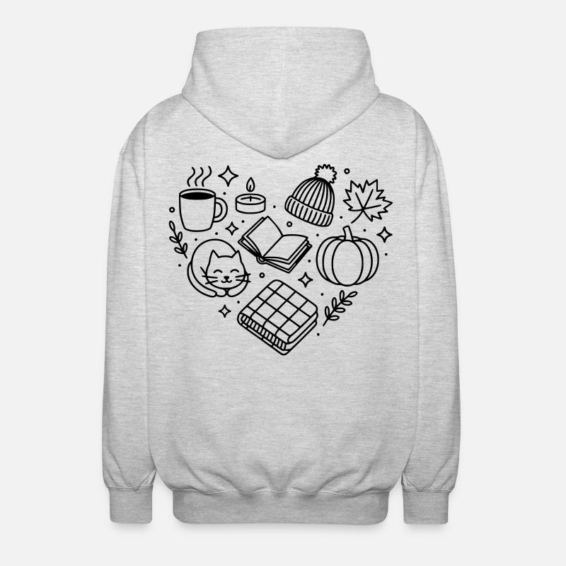Herbst Herz, herbstliche Gemütlichkeit, herbstlich - Unisex Kapuzenjacke - Hellgrau meliert