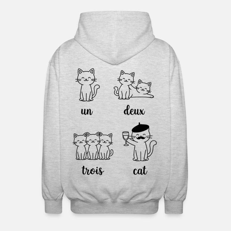 Groupe de chats Jeu de mots - Veste à capuche unisexe - gris clair chiné