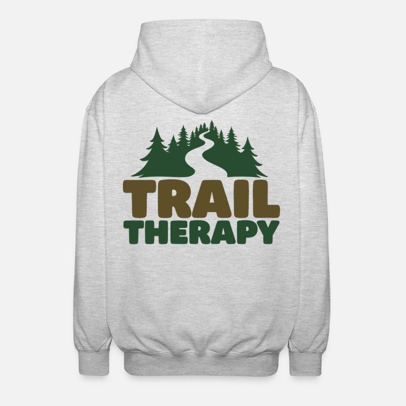 TRAIL THERAPY Spruch Statement - Unisex Kapuzenjacke - Hellgrau meliert