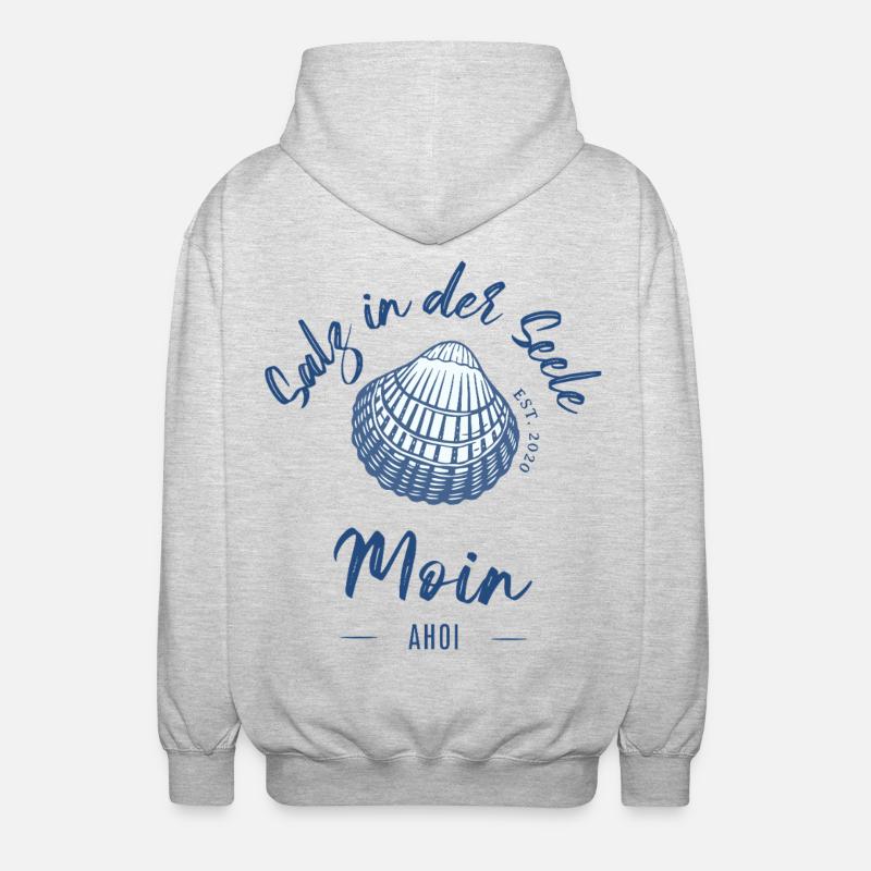 Le sel dans l’âme | Maritmes Design - Veste à capuche unisexe - gris clair chiné