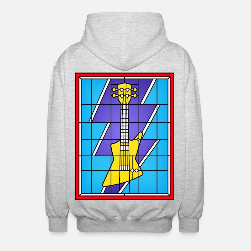 Guitare électrique jaune en vitrail - Veste à capuche unisexe - gris clair chiné