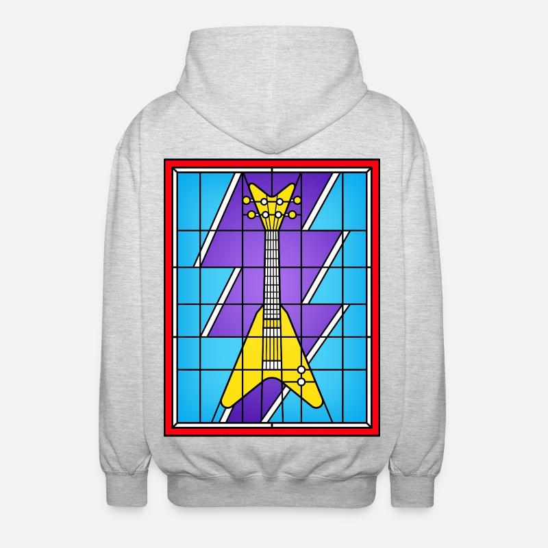 Buntglasgelbe E-Gitarre - Unisex Kapuzenjacke - Hellgrau meliert