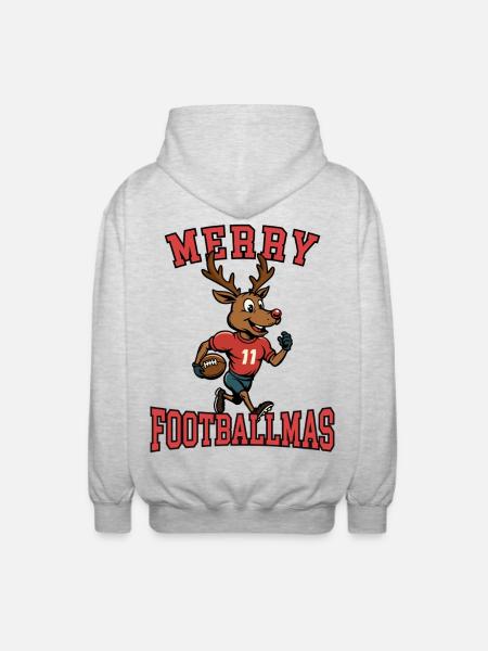 Frohe Footballmas - Unisex Kapuzenjacke - Hellgrau meliert