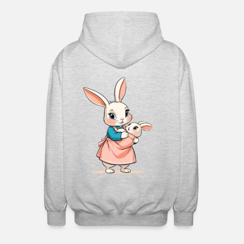 Mère lapin avec bébé - Veste à capuche unisexe - gris clair chiné