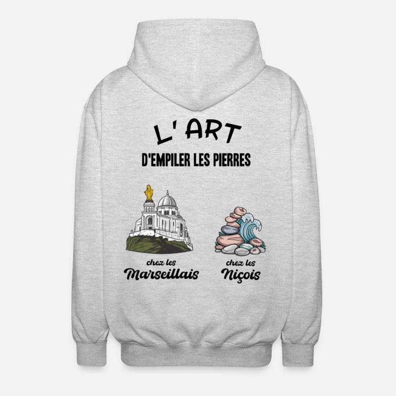 Marseille vs Nice Humour Entre Amis - Veste à capuche unisexe - gris clair chiné