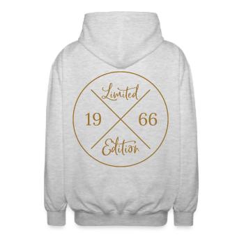 Geschenk 60. Geburtstag - Limited Edition 1966 - Unisex Kapuzenjacke - Hellgrau meliert - Hinten - AI Model Male 185 light (185cm)