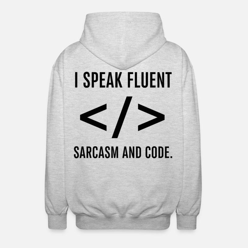 I Speak Fluent Code - Unisex Hooded Jacket - light heather grey