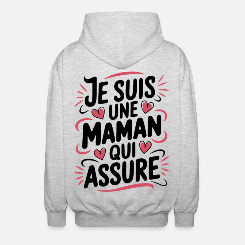 Ich bin eine Mutter, die versichert - Unisex Kapuzenjacke - Hellgrau meliert