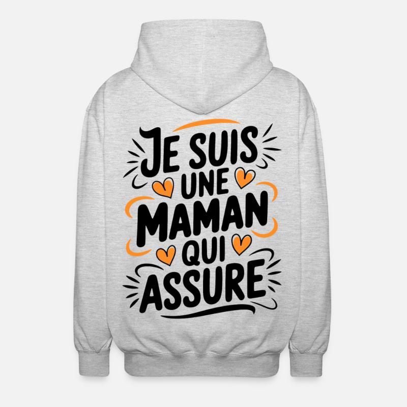 Ich bin eine Mutter, die versichert - Unisex Kapuzenjacke - Hellgrau meliert