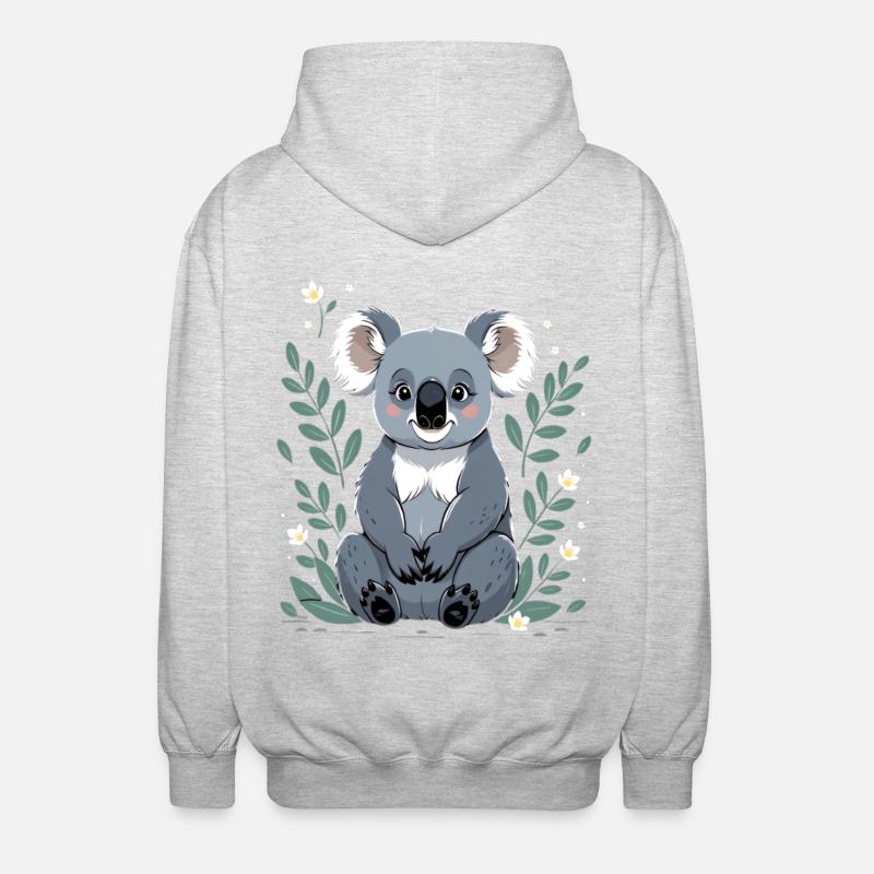 Small koala in a leaf frame - Unisex Hooded Jacket - light heather grey