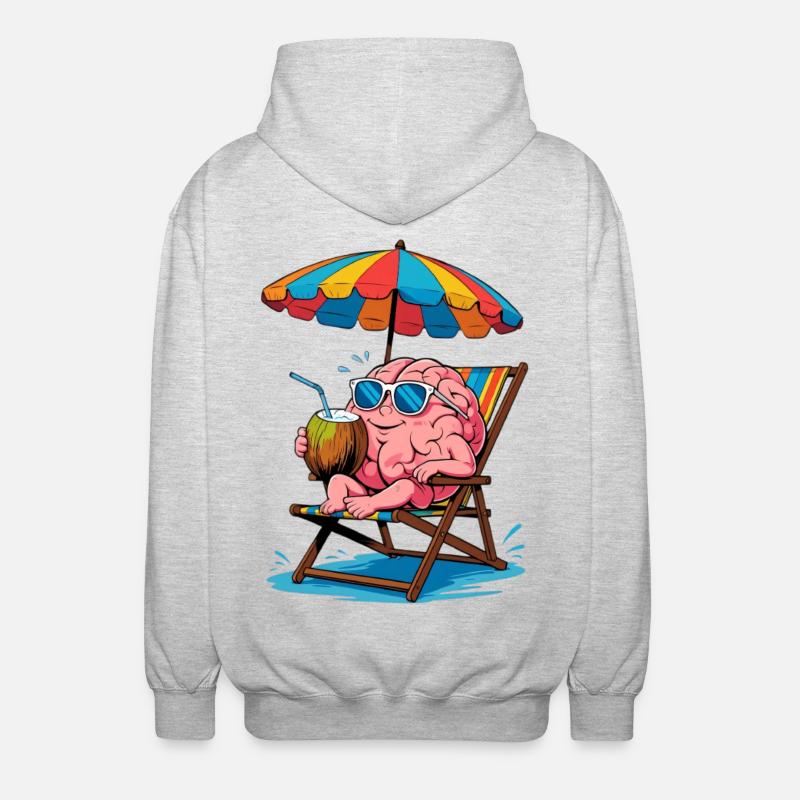 Brain on the beach with cocktail - Unisex Hooded Jacket - light heather grey