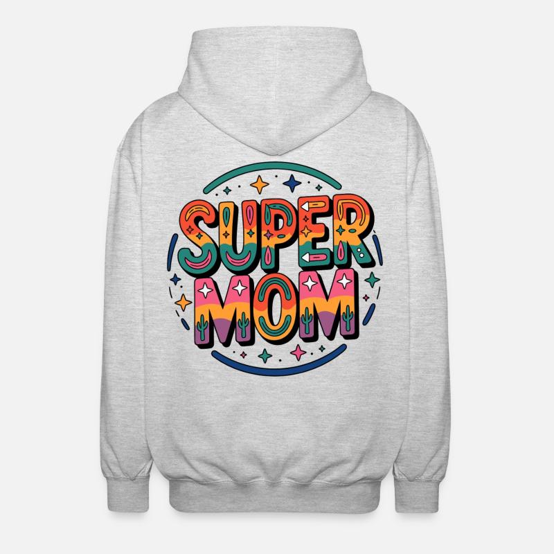 Super Mom Retro Rainbow - Unisex Kapuzenjacke - Hellgrau meliert