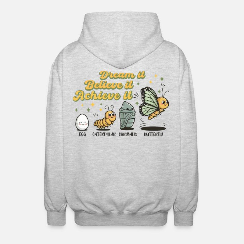 Chenille Schmetterling Schule Evolution Geschenk - Unisex Kapuzenjacke - Hellgrau meliert