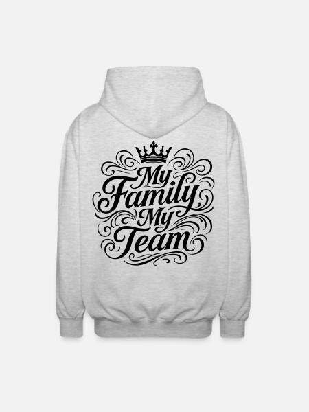 Mon équipe familiale dit couronne - Veste à capuche unisexe - gris clair chiné
