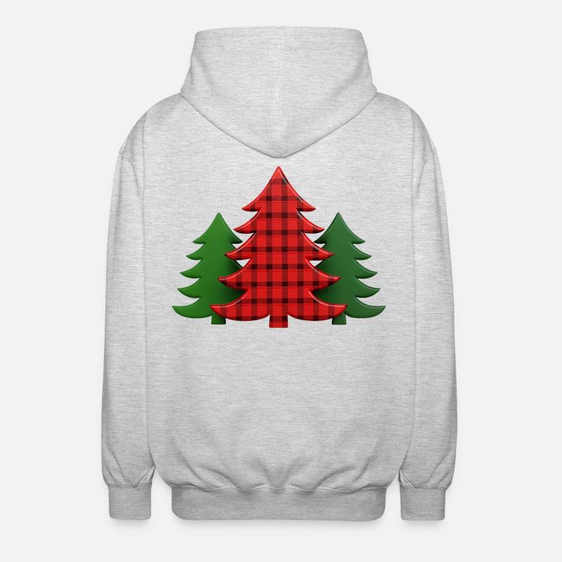 Plaid Baum Weihnachtsbäume Christmas Tree - Unisex Kapuzenjacke - Hellgrau meliert