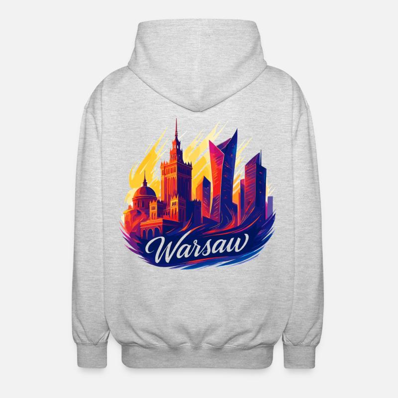 Varsovie, magnifique capitale, Pologne, Polska, Gesche - Veste à capuche unisexe - gris clair chiné