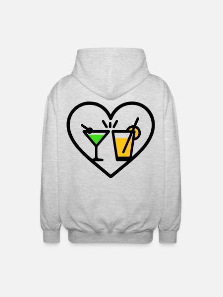 Cocktails Heart Summer Party Beach Gift - Unisex Hooded Jacket - light heather grey