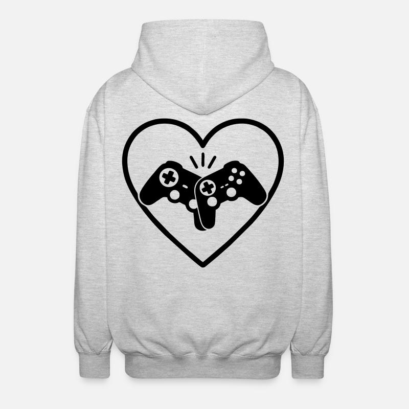 Gamecontroller Herz Gamer Liebe Geschenk - Unisex Kapuzenjacke - Hellgrau meliert