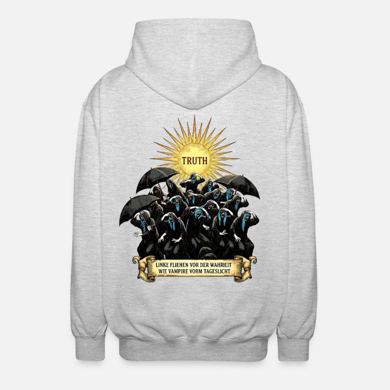 Vampires Avoid the Light Satire - Unisex Hooded Jacket - light heather grey