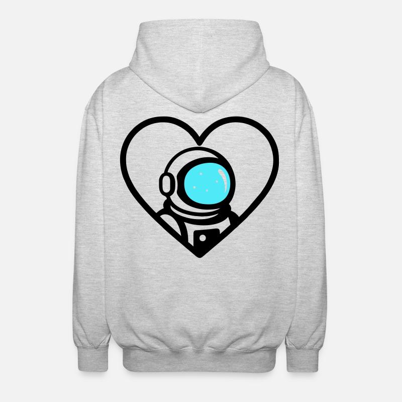 Astronaut Heart Space Cosmo Helm - Unisex Kapuzenjacke - Hellgrau meliert