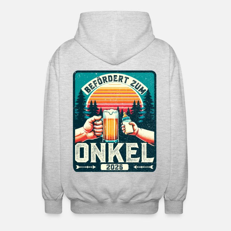 Werdender Onkel Befördert zum Onkel 2026 - Unisex Kapuzenjacke - Hellgrau meliert