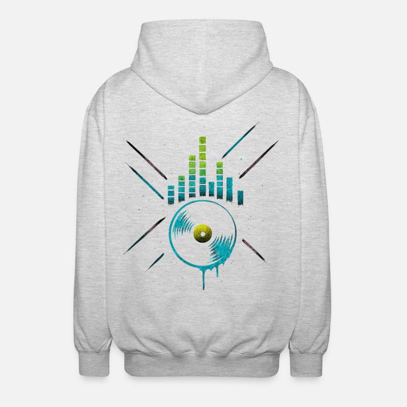 Neon Vinyl Equalizer, Club Techno Beats - Unisex Kapuzenjacke - Hellgrau meliert