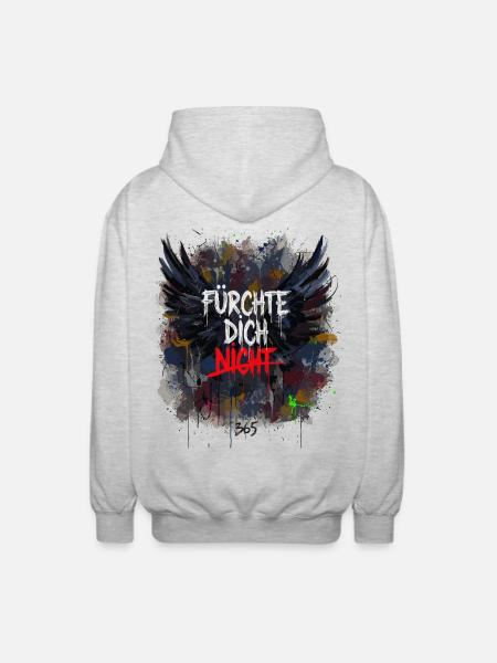 FEAR NOT Grunge Wings Splatter Art - Unisex Hooded Jacket - light heather grey